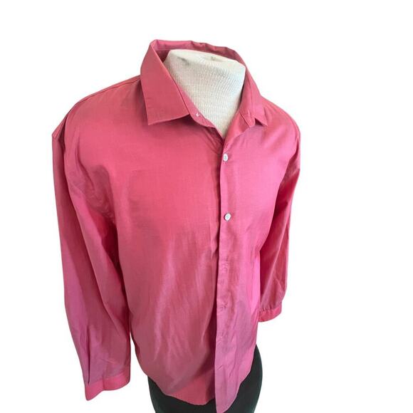 PERRY ELLIS LONG SLEEVE CORAL BUTTON UP 100% COTTON MENS SIZE XL - Picture 2 of 5
